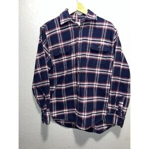 Jachs Casual Long Sleeve Button Down Flannel Mens Size Medium Navy Blue